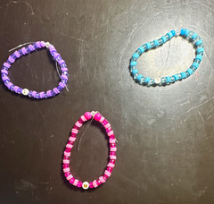 Set of 3 Stretch Beaded Charm Stackable Bracelets, Multicolor Plastic