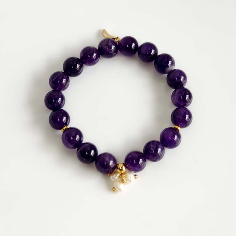 Banana Republic Amethyst Bead Stretch Bracelet Women Party Vacation Jewelry Gift