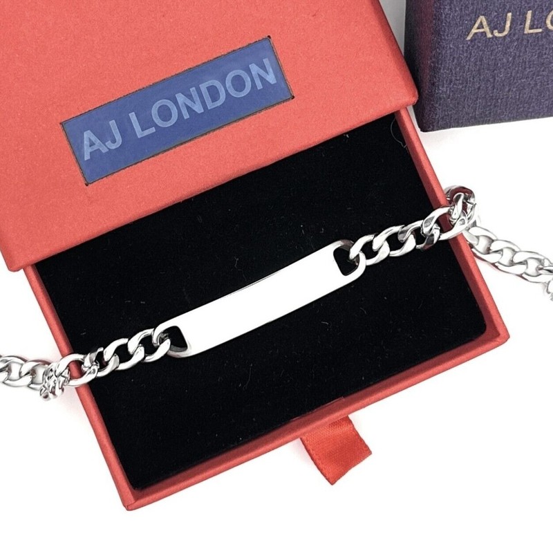 Reuben Boy Custom Any Name Date Silver Bracelet Charm ENGRAVED Gift Box gallery