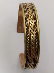 Cuff Bracelet. Three Metal Brass, Copper & Silver Tone Metals Design. 1 Bracelet