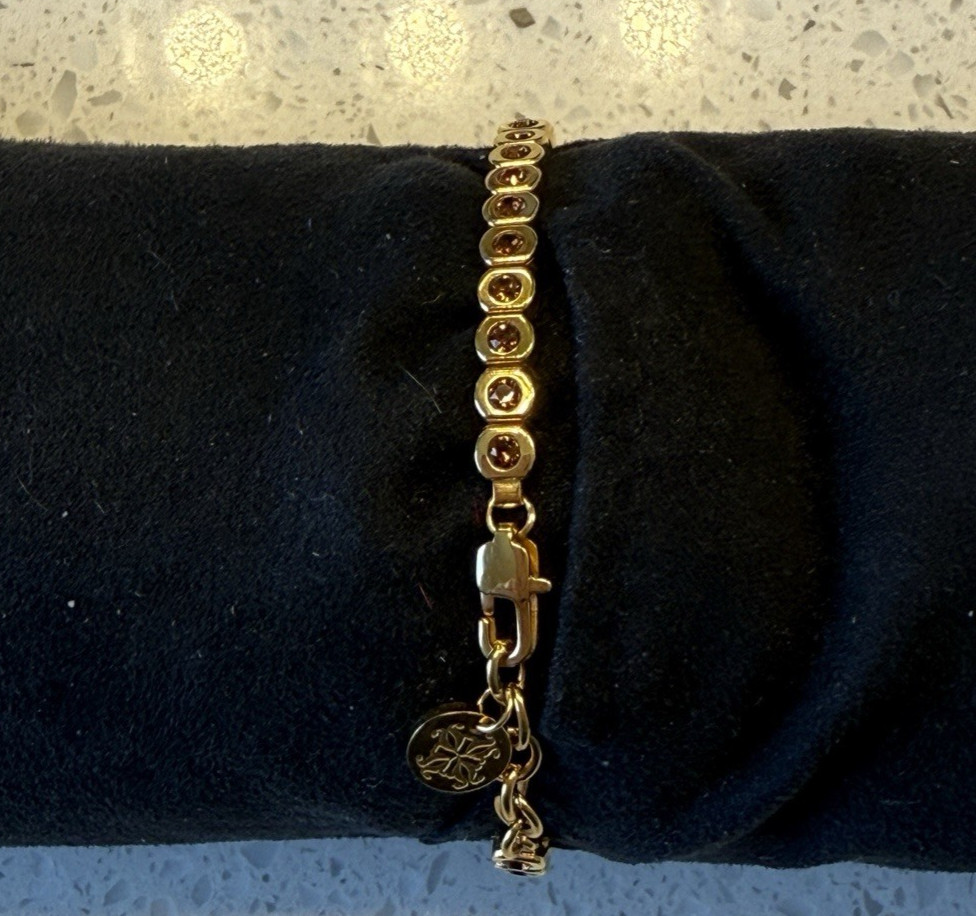 Reserved Custom Rustic Cuff Crystal Bracelet Gold Tone with Amber stone gallery