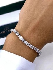 10CT Oval-Cut Lab-Created Diamond Women’s Tennis Bracelet 14K White Gold Plated