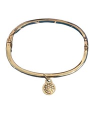 Swarovski Crystal Silver Clamper Bangle Bracelet Round Charm Squeeze Clasp 6.5″