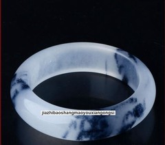 New 56-64mm White & Black Jade Jadeite Gemstone Bracelet Bangle Fashion Jewelry