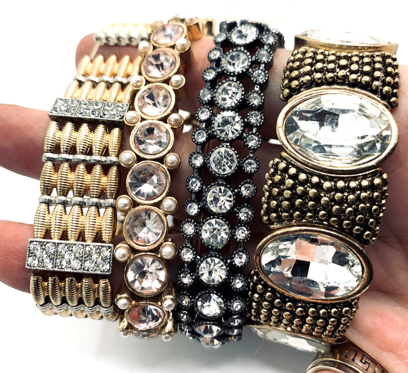 Lot 9 Boho CZ Rhinestone Beaded Stretch Bling Sparkle Crystal Bracelets gallery