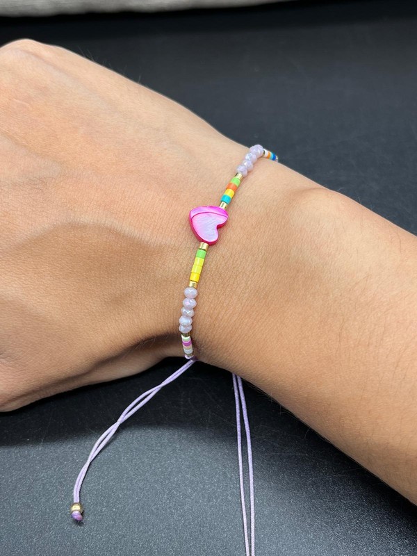 Natural Shell Heart Multicolor Beads Adjustable Cord Bracelets gallery