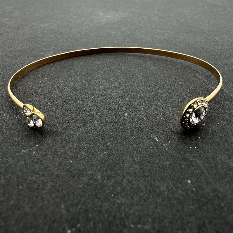 SWAROVSKI cuff bracelet - gold-tone & clear crystal open bangle - swan-signed gallery