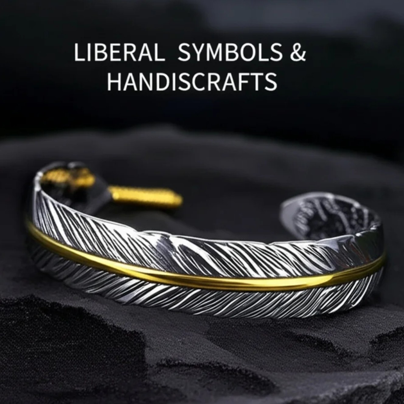 Men's Stainless Steel Feather Adjustable Bangle Cuff Fashion Retro Bracelet Gift gallery
