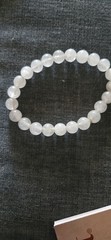 White quartz Stone Beaded Stretch Bracelet Elastic Stackable quartz Beads