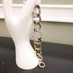 Banana Republic bracelet curb link chain crystals mixed metals gold silver tones