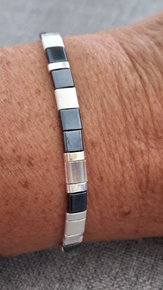 Miyuki Tile Beaded Stretch Bracelet No Clasp