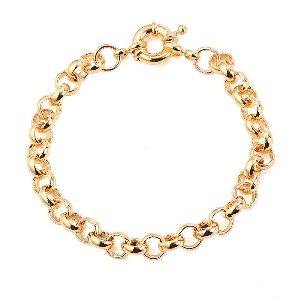 Womens Girls 18K Yellow Gold Plated Bracelet Chain Bolt Ring Clasp Bangle Gift gallery