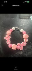 Bracelet breast cancer theme homemade 8 1/2 inch bracelet B24