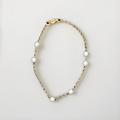 12K Yellow Gold Filled Bracelet with Faux pearls 6.5″ 1mm