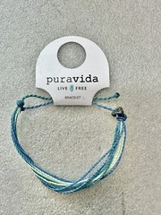 New On Card Pura Vida Live Free Drawstring Bracelet Shares Of Blue & Aqua