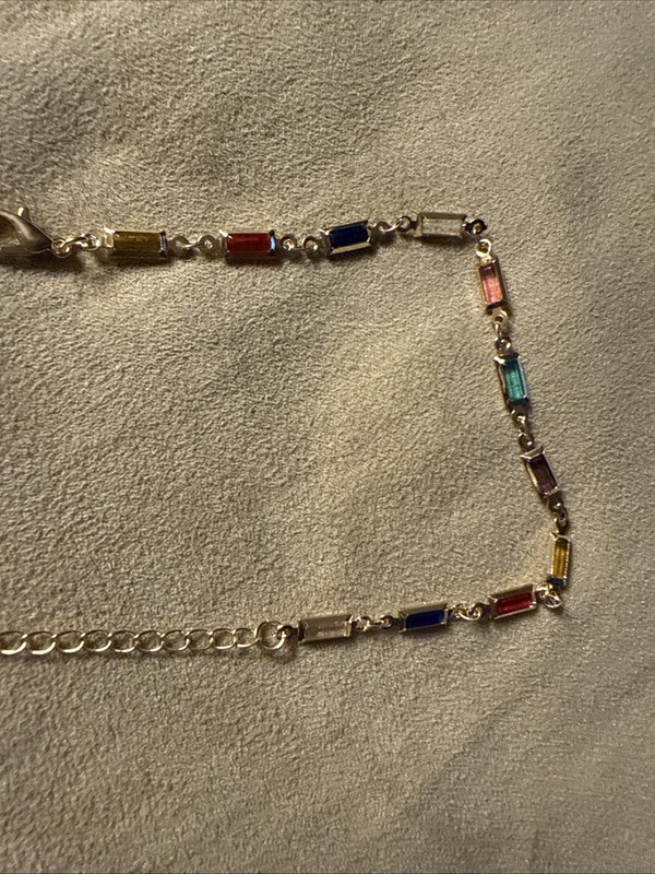 Multi Colored Glass Stones Rectangular Gold 8” Bracelet gallery