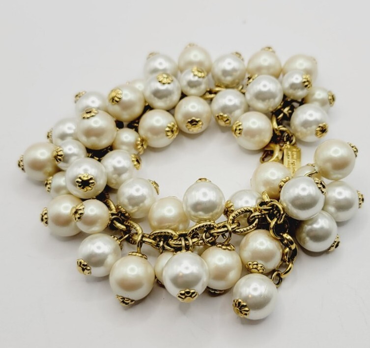 Kate Spade Bracelet New York Chunky Faux Pearl Dangle 9 in