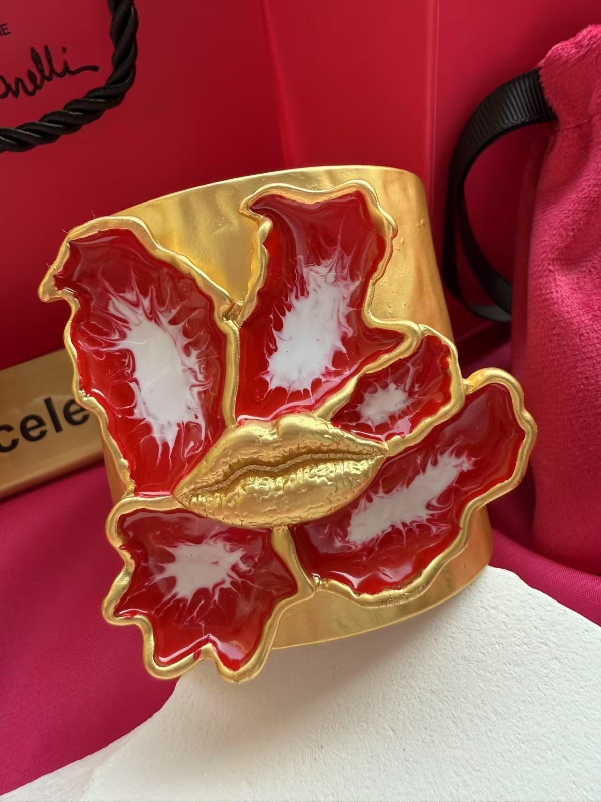 Schiaparelli Lip Cuff Bracelet. With Box and Dust Bag. gallery