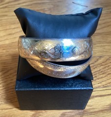 Brighton Silver Tone Etched Double Bangle Bracelet
