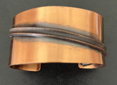 Vtg Genuine Southwestern Style Stamped Solid Copper Cuff Bracelet 1-1/4″ Wide
