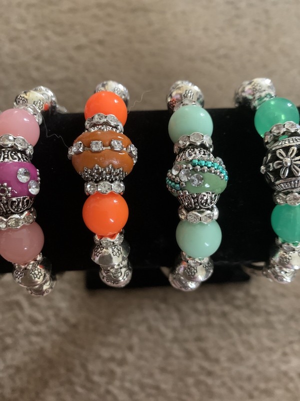 Pick A Color Red, Pink, Orange, Green, Blue, White Stretchy Charm Bracelet gallery