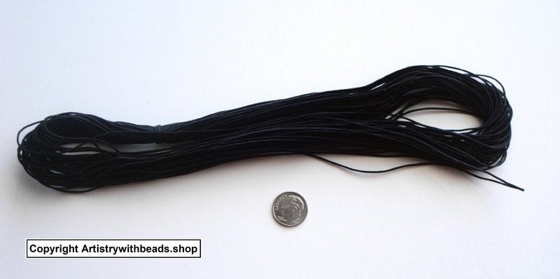 1mm Nylon Coated Round Elastic Cord Stretch Beading Mala String Black 75 ft M028 gallery