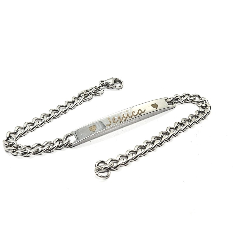 Personalised Stainless Steel ID Identity Bracelet Custom Engraved Gift - 7.5inch gallery