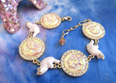 DESIGNER INSPIRED ENAMEL GLAZED CAT ANGEL GIRL AB CRYSTAL ROUNDS BRACELET NEW