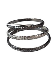 Stephan & Co Women’s Trendy Gunmetal & Silver Plated Stack Bangle Bracelet