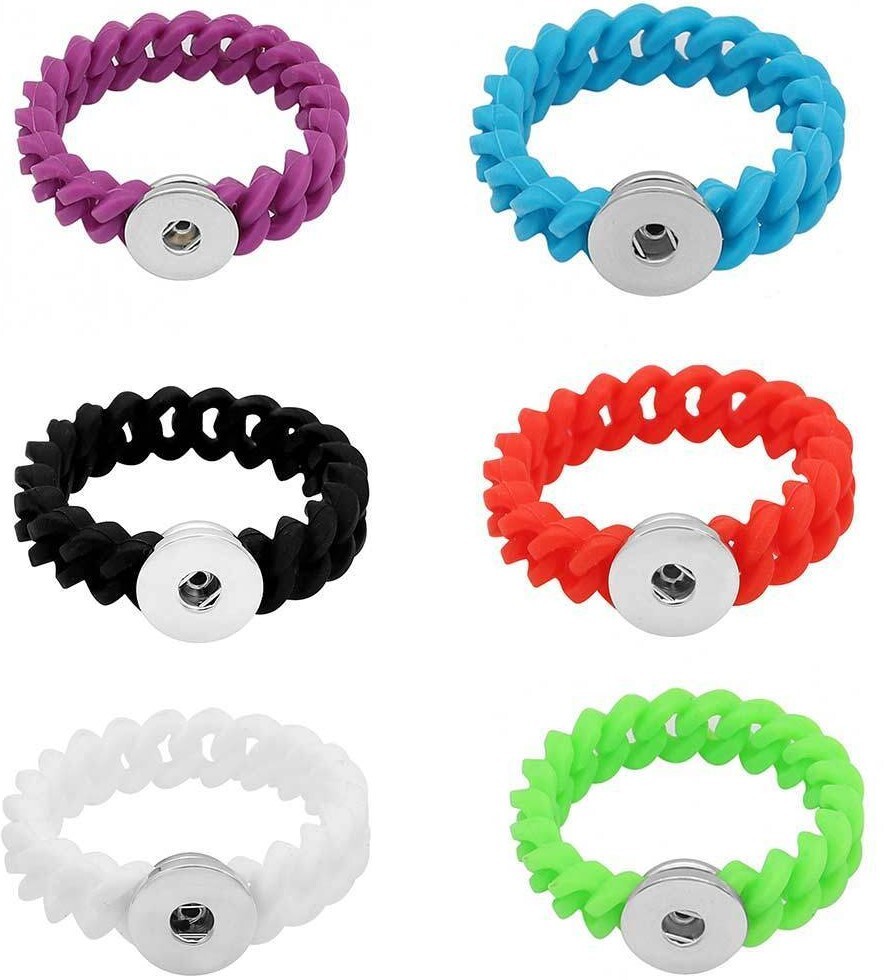 Choose Size | Silicone Stretch Snap Jewelry Ginger Charm Bracelet