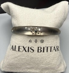 ALEXIS BITTAR Griege Lucite Swarovski Crystal Slim Tapered Bangle Bracelet VTG