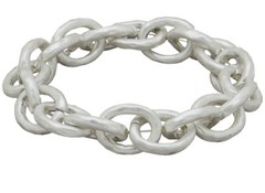 Hammered Silver Tone Chain Bracelet Simple Minimal Stretch Bangle Matte Look ½”