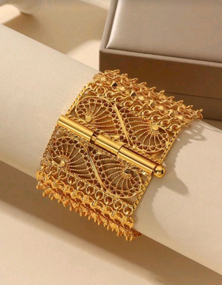 18K Gold Plated Bracelet Bangle Cuff chain round
