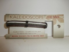New Kaleidoscope Bracelet For Men Brown and White Leather Adjustable Lot #5