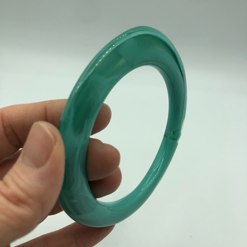 STATEMENT Bangle Asymmetric Blue Green Swirl Design Boho Christmas Retro gallery