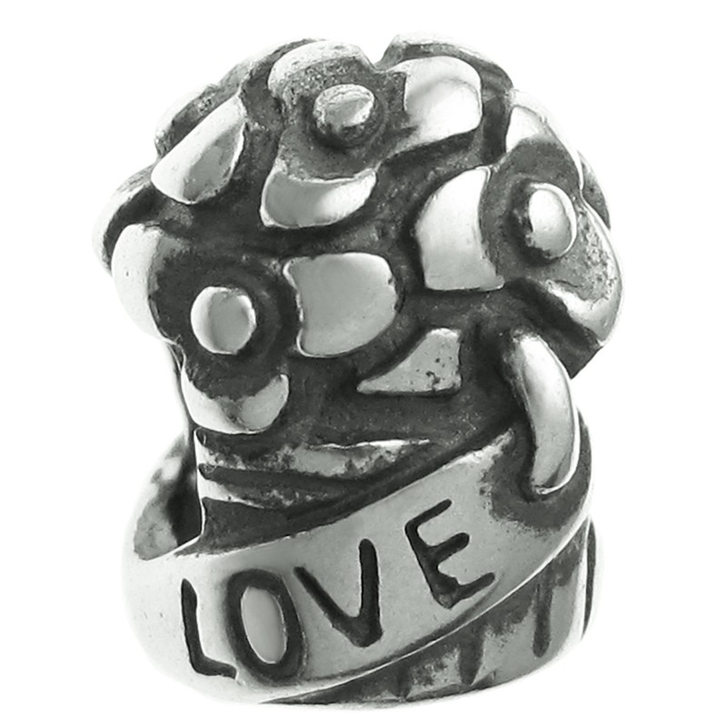 Sterling Silver Rose Bouquet Love Valentine Bead for European Charm Bracelet gallery