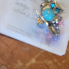 Silver Tone Faux Turquoise Bracelet Spring closure OWL Rhinestone eyes Unique