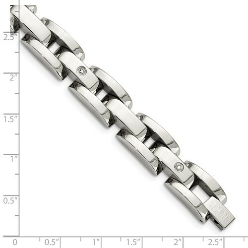 *BRAND NEW* Chisel Stainless Polished Rhodium-Plated Bracelet SRB415-8.5 gallery
