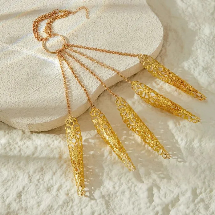 Punk Gothic Cone Tassel Nail Hand Chain Bracelet for Women Trendy Jewelry gallery