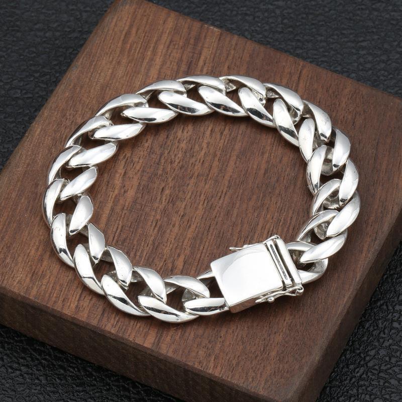Silver Bracelet for Men Jewelry Heavy Thick Cuban Link Chain Bangle Best Gift US gallery