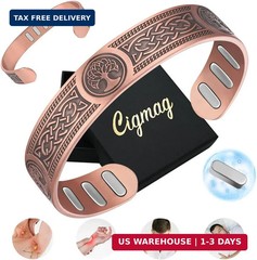 Pulsera de cobre puro para hombre,pulseras cruzadas magnéticas ultrarresistentes