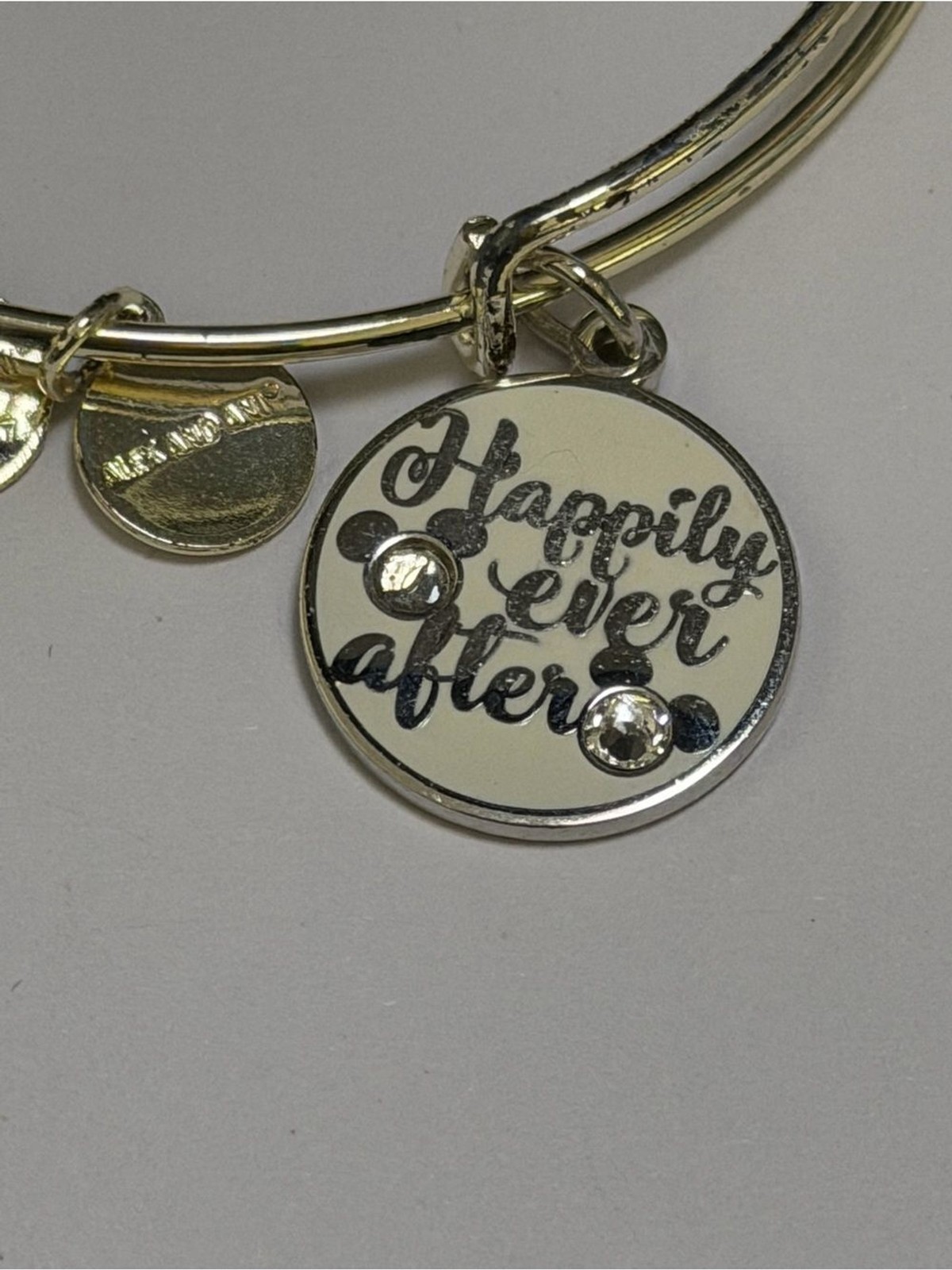 Silver tone 'Happily Ever After' Charm Bangle Bracelet gallery