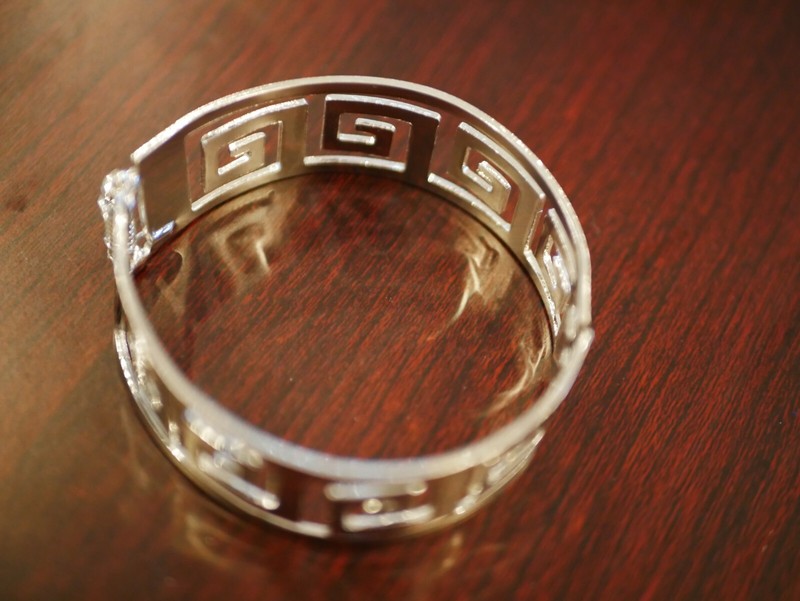 NEW Women's Fashion Cuff Hinge Bracelet Bangle jewelry Greek Key Silver gallery