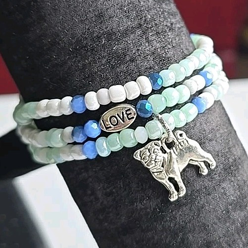 Michele's Attic Boutique Seed Bead & Charm Bracelets (3PCS) - Pug Lovin' 858027 gallery