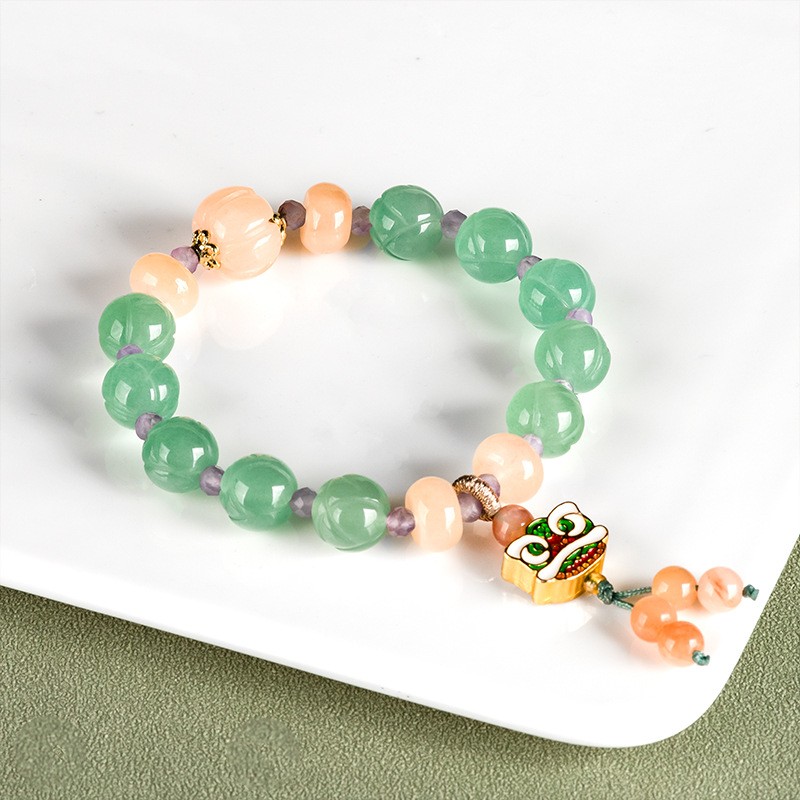 Natural Dongling Jade Lotus Hand Chain Bracelet Ancient Style Women's Jade