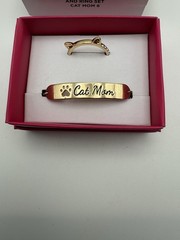 Avon Studio 1886 Pawprints of Love Cat Mom Bracelet Ring Set Sz 8 NIB