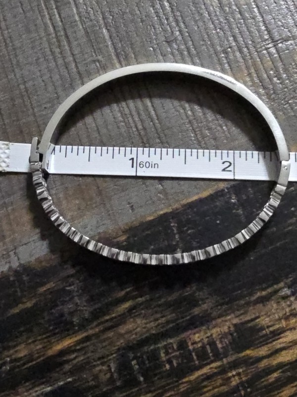 Silver Tone Metal Stackable Round Cuff Bangle Bracelet Crystal Accent gallery