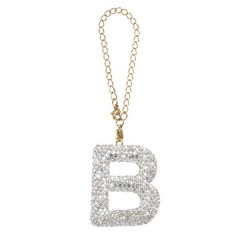 Letter Bag Charm Bling Glitter Letter Charm Initial, White, B Shape