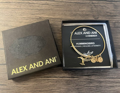 Alex and Ani Gold Tone Hummingbird Dangle Charm Bracelet