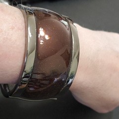 Silver tone brown with golden specks bracelet 7.25″